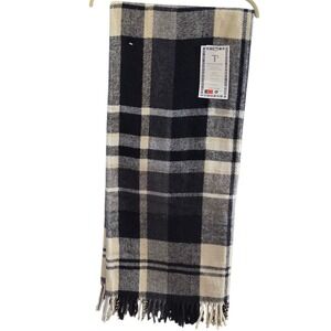 Penedo Weaving Jacquard Oversized Throw Blanket Plaid Cream Black 50x70 Portugal